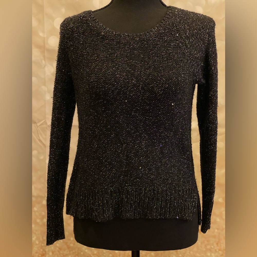 Apt 9 PXS‎ Black with Silver Metallic Accents and Sequin Sweater